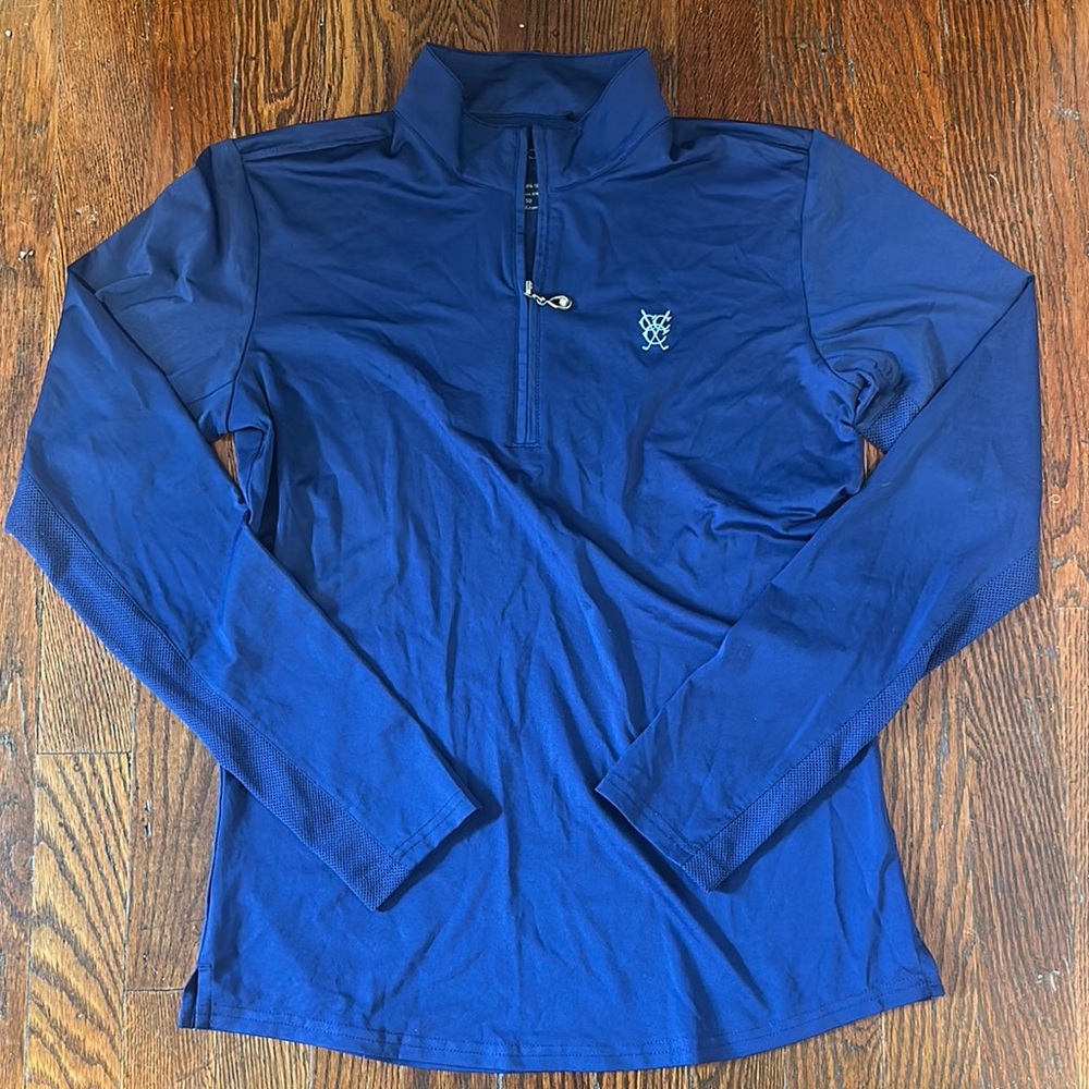 SanSoleil Lighweight Sun Protection Blue Quarter-Zip Golf Pullover with UPF 50